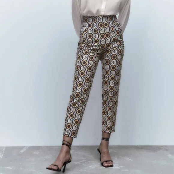 ⚡︎Zara High Waist Geometric Patterned Pants ⚡︎ - Picture 1 of 11